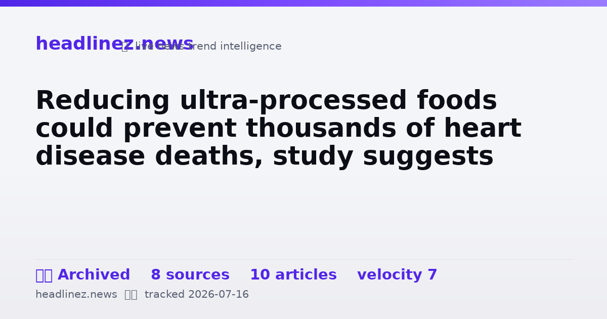 Visual summary for Reducing ultra-processed foods could prevent thousands of heart disease deaths, study suggests
