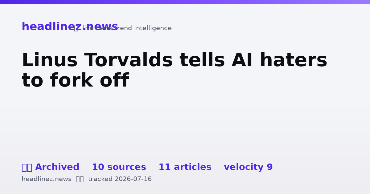 Visual summary for Linus Torvalds tells AI haters to fork off