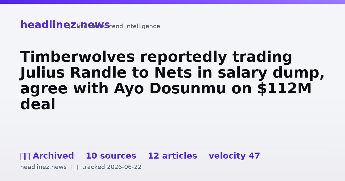 Visual summary for Timberwolves reportedly trading Julius Randle to Nets in salary dump, agree with Ayo Dosunmu on $112M deal