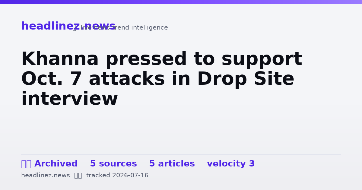 Visual summary for Khanna pressed to support Oct. 7 attacks in Drop Site interview