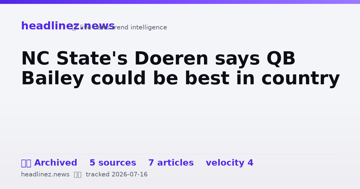 Visual summary for NC State's Doeren says QB Bailey could be best in country