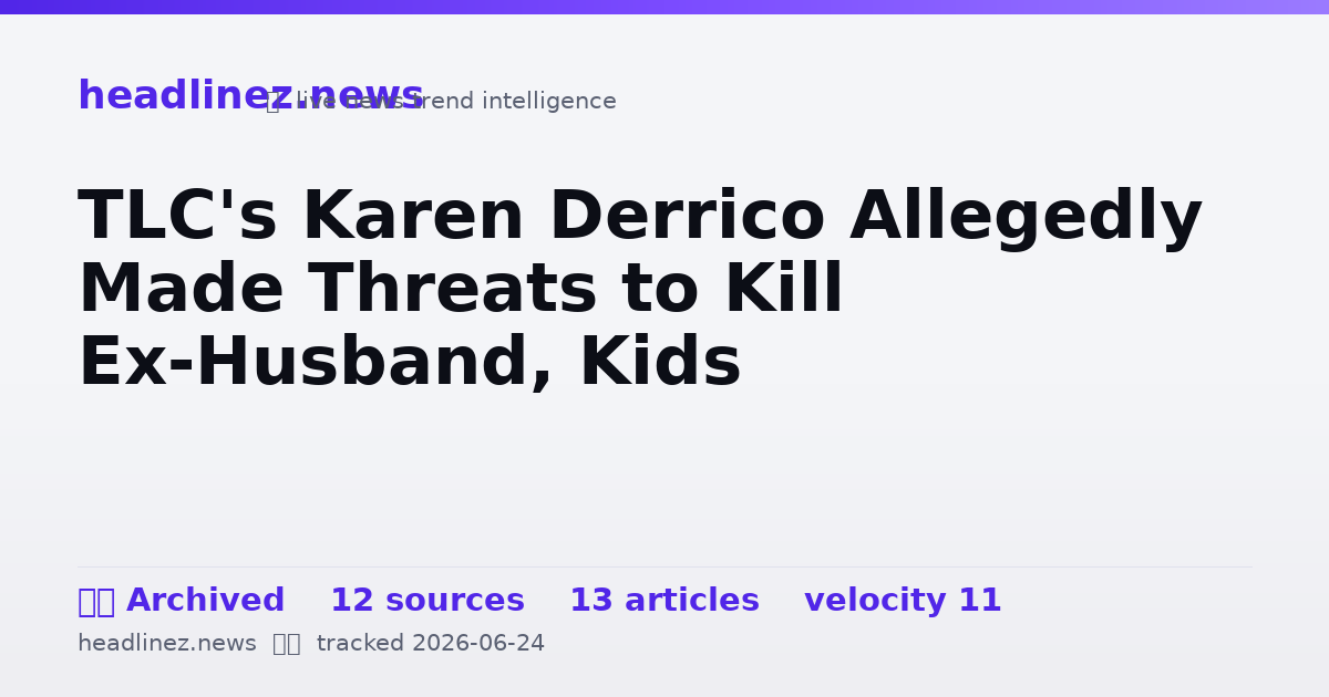 Visual summary for TLC's Karen Derrico Allegedly Made Threats to Kill Ex-Husband, Kids