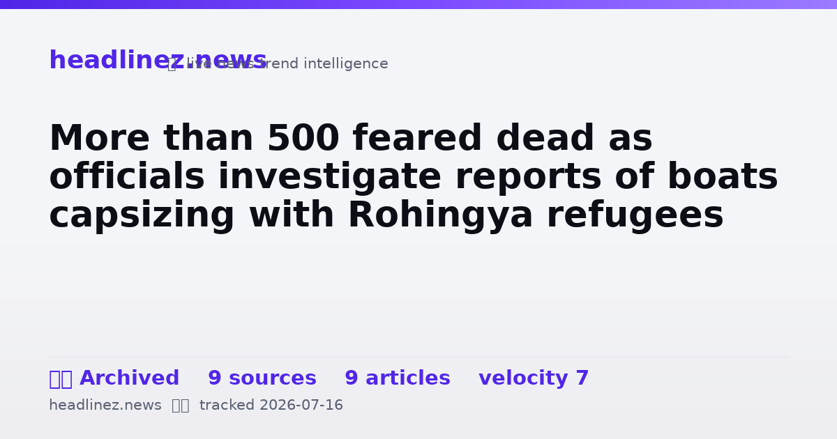 Visual summary for More than 500 feared dead as officials investigate reports of boats capsizing with Rohingya refugees