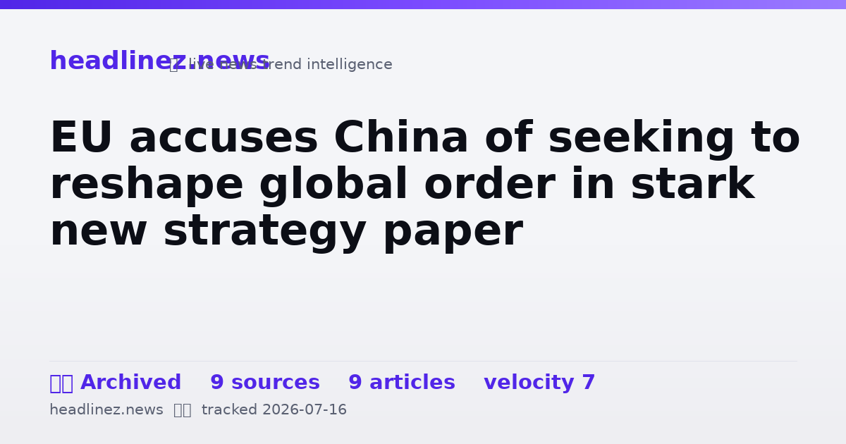 Visual summary for EU accuses China of seeking to reshape global order in stark new strategy paper