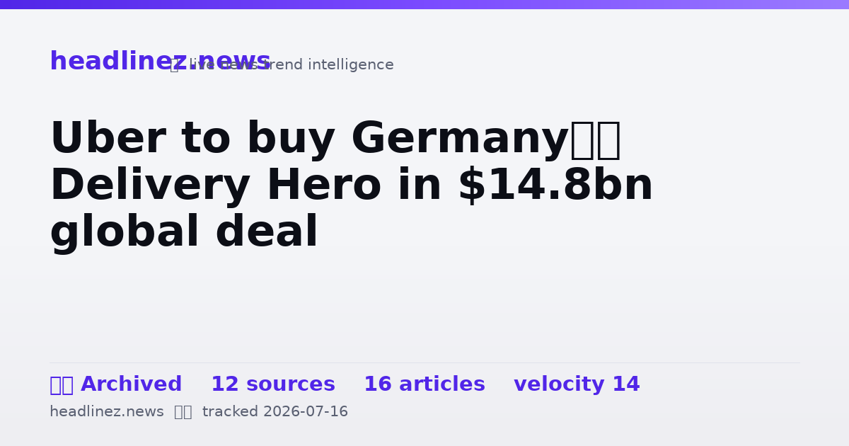 Visual summary for Uber to buy Germany’s Delivery Hero in $14.8bn global deal