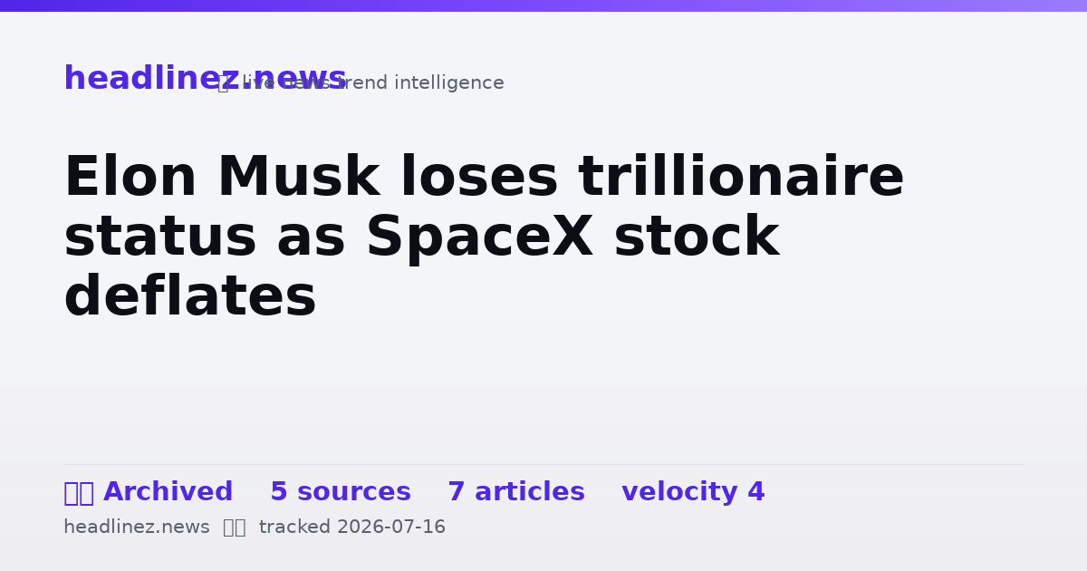 Visual summary for Elon Musk loses trillionaire status as SpaceX stock deflates
