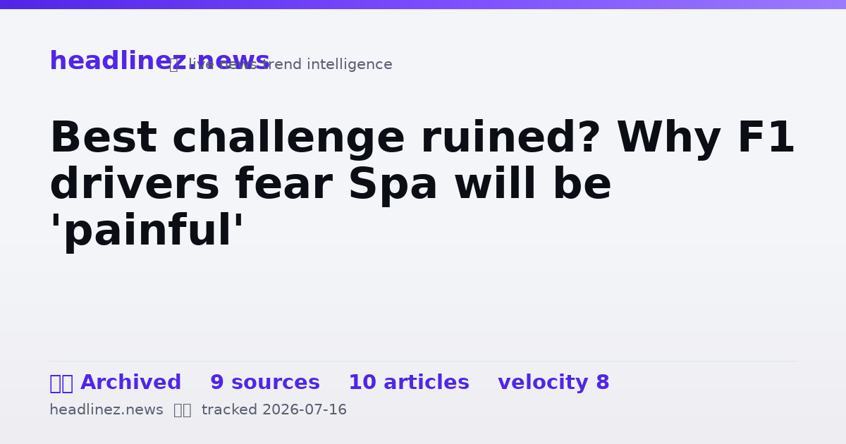 Visual summary for Best challenge ruined? Why F1 drivers fear Spa will be 'painful'