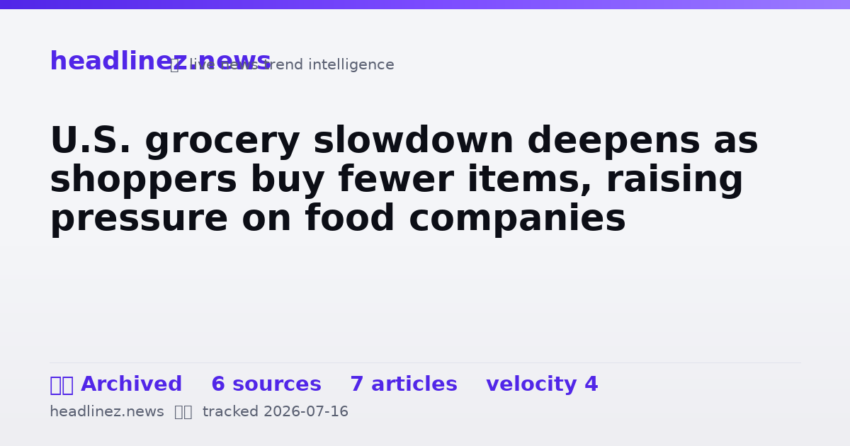 Visual summary for U.S. grocery slowdown deepens as shoppers buy fewer items, raising pressure on food companies