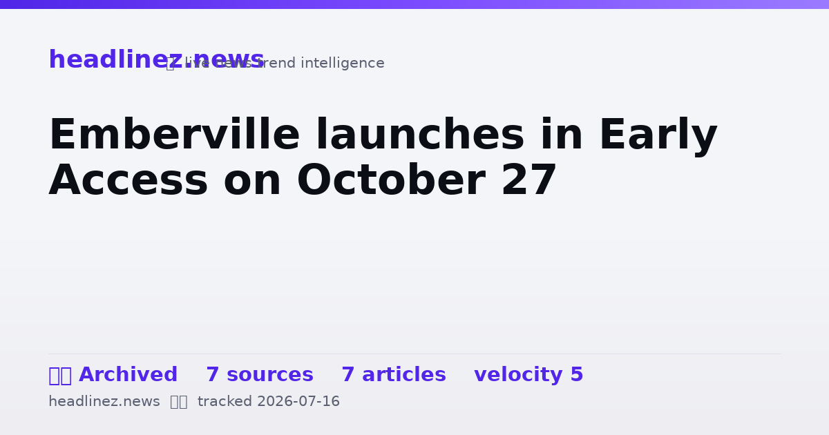 Visual summary for Emberville launches in Early Access on October 27