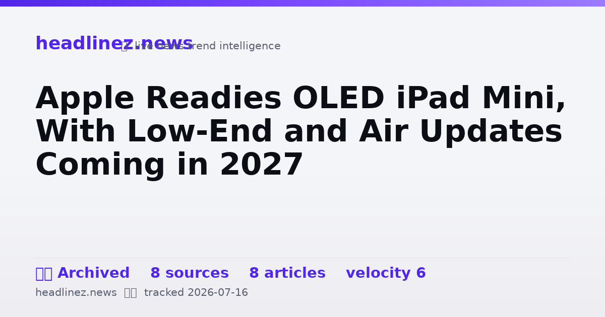 Visual summary for Apple Readies OLED iPad Mini, With Low-End and Air Updates Coming in 2027