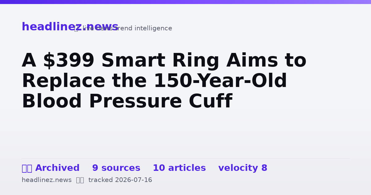 Visual summary for A $399 Smart Ring Aims to Replace the 150-Year-Old Blood Pressure Cuff