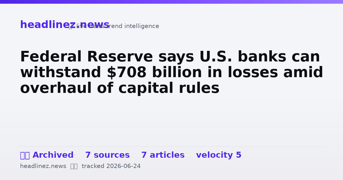 Visual summary for Federal Reserve says U.S. banks can withstand $708 billion in losses amid overhaul of capital rules