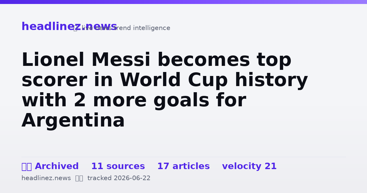 Visual summary for Lionel Messi becomes top scorer in World Cup history with 2 more goals for Argentina