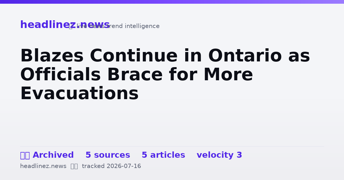 Visual summary for Blazes Continue in Ontario as Officials Brace for More Evacuations