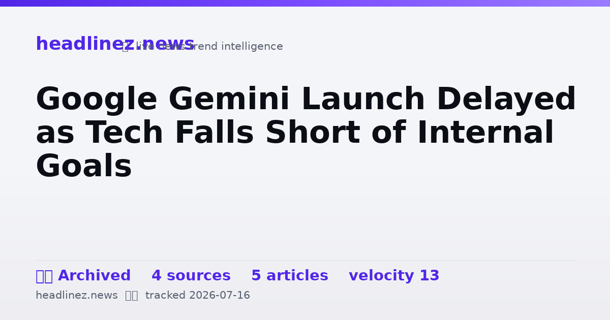 Visual summary for Google Gemini Launch Delayed as Tech Falls Short of Internal Goals