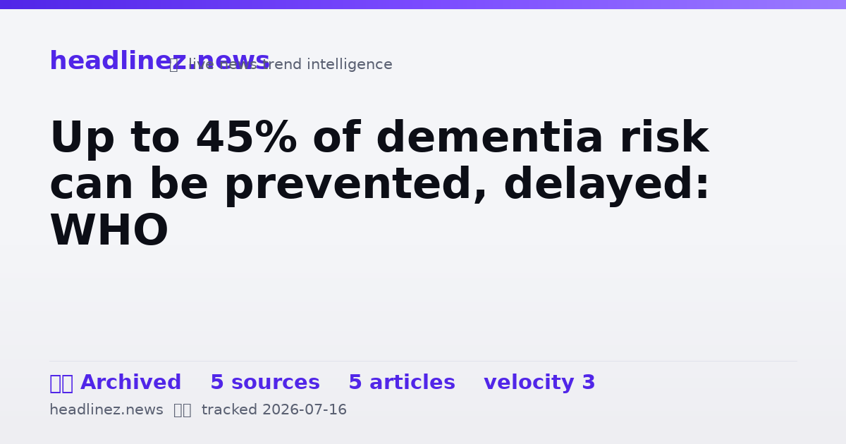 Visual summary for Up to 45% of dementia risk can be prevented, delayed: WHO