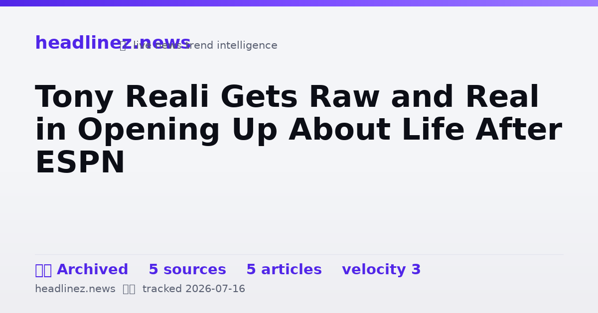 Visual summary for Tony Reali Gets Raw and Real in Opening Up About Life After ESPN