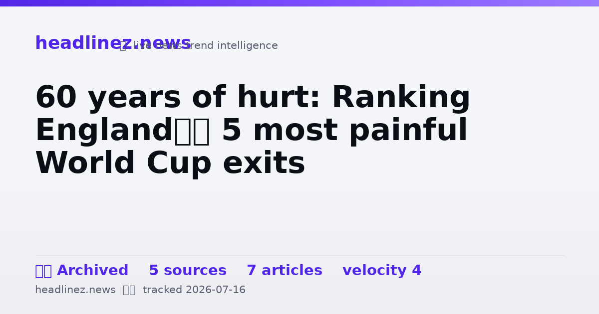 Visual summary for 60 years of hurt: Ranking England’s 5 most painful World Cup exits