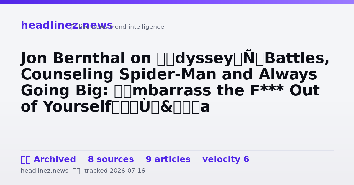 Visual summary for Jon Bernthal on ‘Odyssey’ Battles, Counseling Spider-Man and Always Going Big: “Embarrass the F*** Out of Yourself”