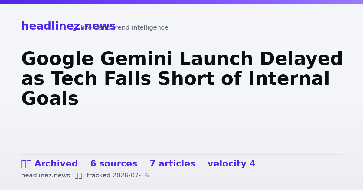 Visual summary for Google Gemini Launch Delayed as Tech Falls Short of Internal Goals