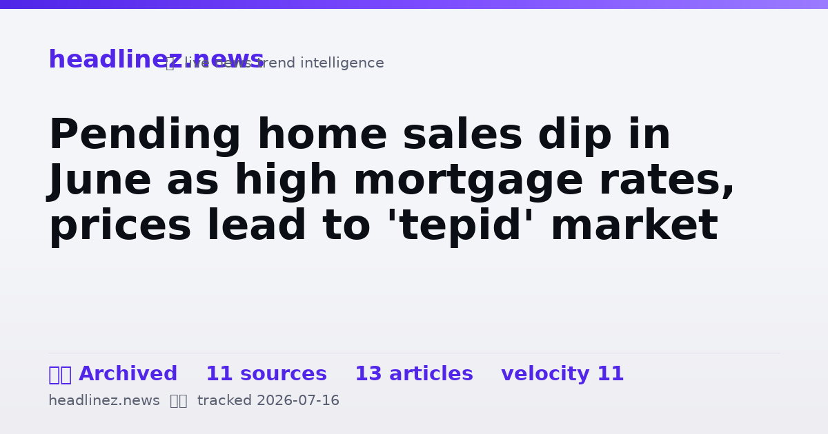 Visual summary for Pending home sales dip in June as high mortgage rates, prices lead to 'tepid' market