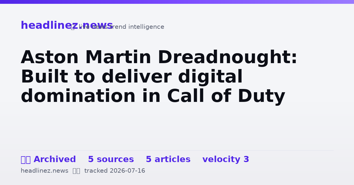 Visual summary for Aston Martin Dreadnought: Built to deliver digital domination in Call of Duty