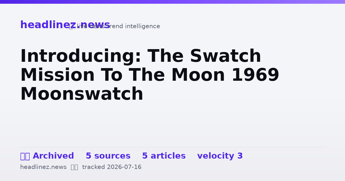 Visual summary for Introducing: The Swatch Mission To The Moon 1969 Moonswatch