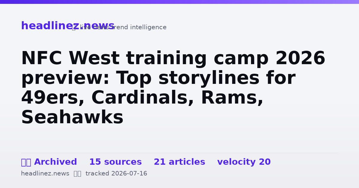 Visual summary for NFC West training camp 2026 preview: Top storylines for 49ers, Cardinals, Rams, Seahawks