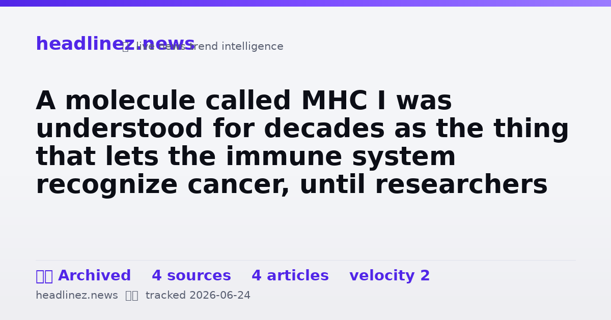 Visual summary for A molecule called MHC I was understood for decades as the thing that lets the immune system recognize cancer, until researchers found the immune system attacks hardest exactly when cancer switches it off