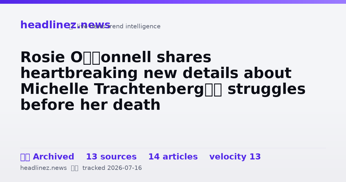 Visual summary for Rosie O’Donnell shares heartbreaking new details about Michelle Trachtenberg’s struggles before her death