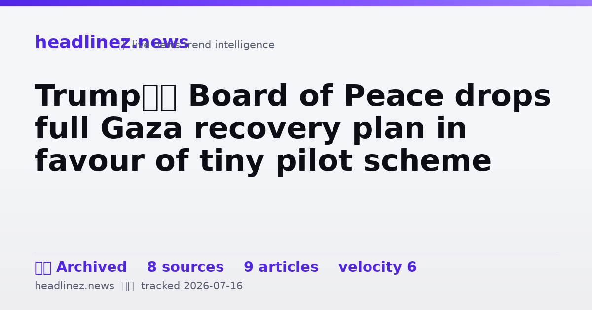 Visual summary for Trump’s Board of Peace drops full Gaza recovery plan in favour of tiny pilot scheme