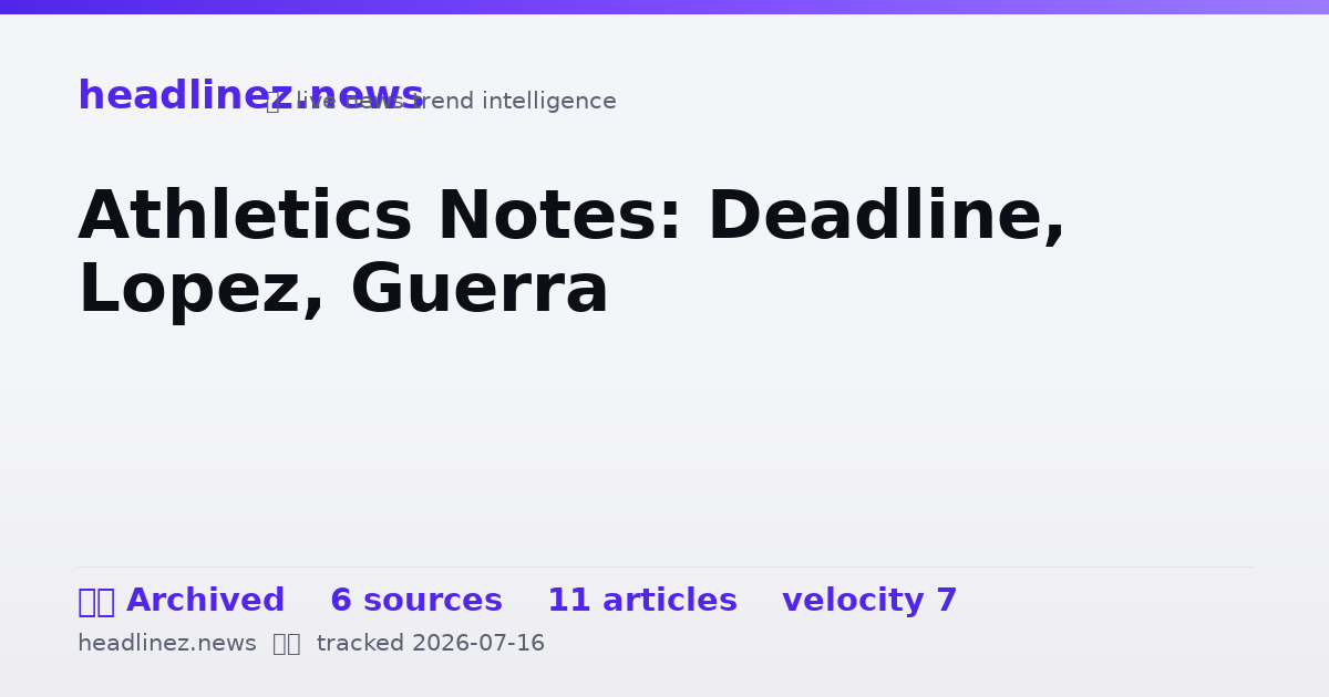 Visual summary for Athletics Notes: Deadline, Lopez, Guerra