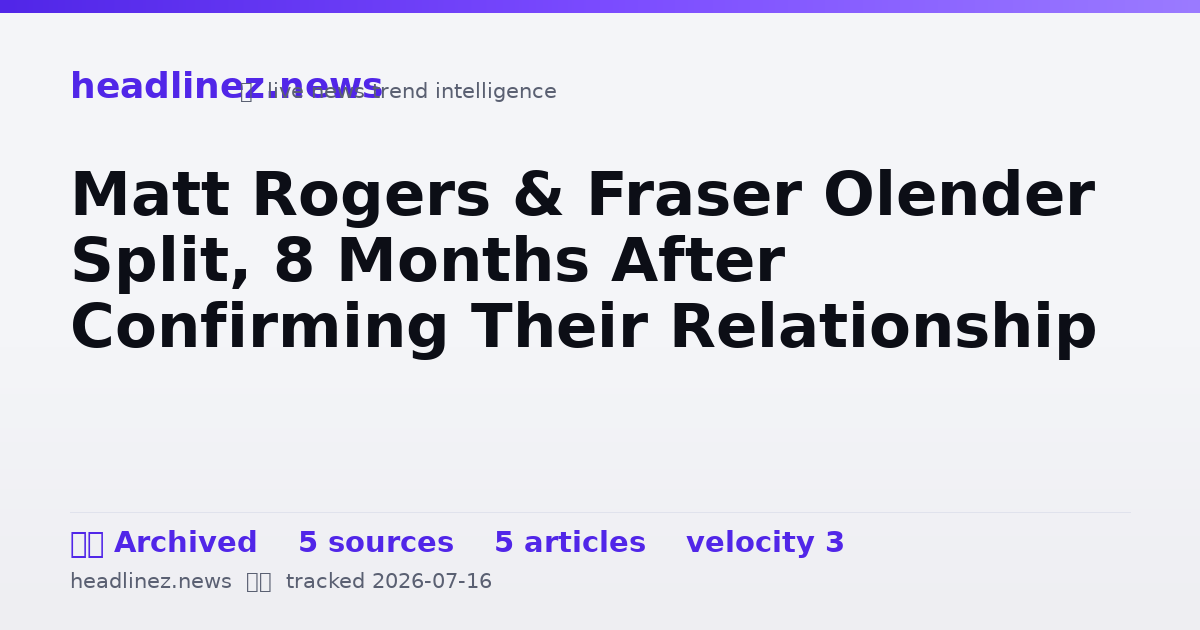 Visual summary for Matt Rogers & Fraser Olender Split, 8 Months After Confirming Their Relationship