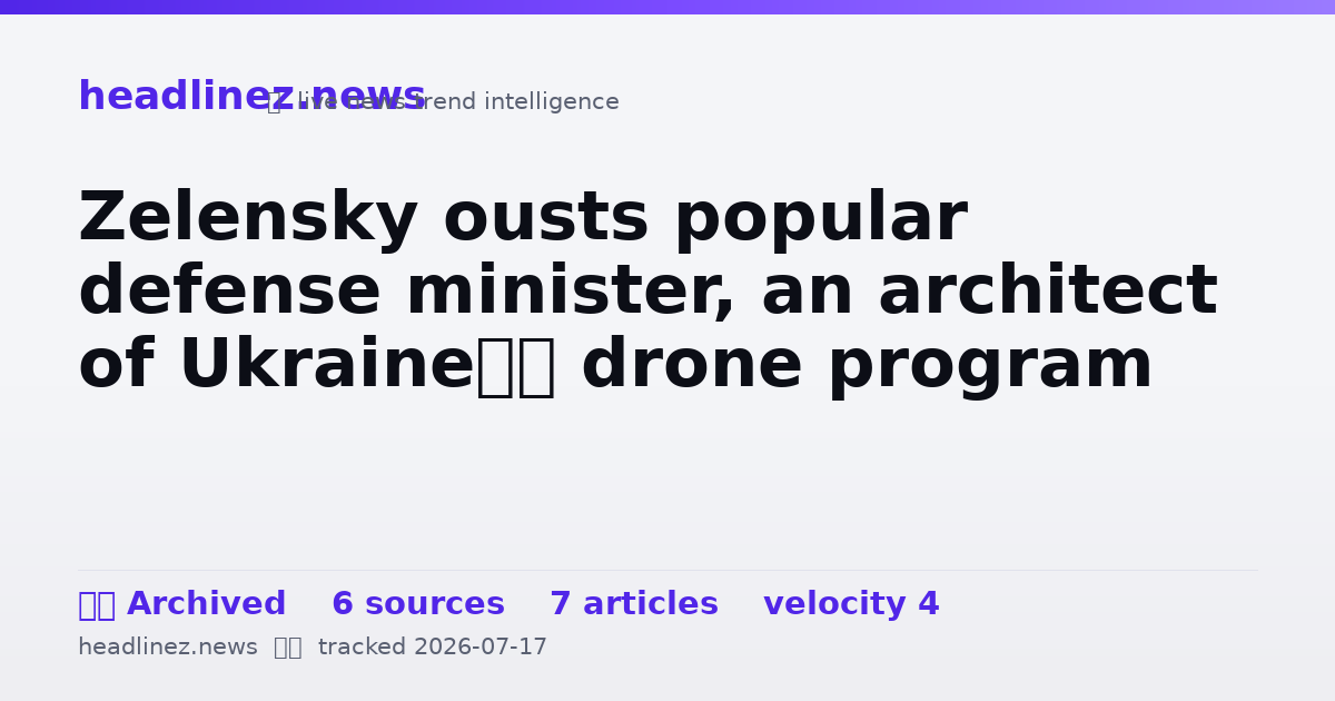 Visual summary for Zelensky ousts popular defense minister, an architect of Ukraine’s drone program