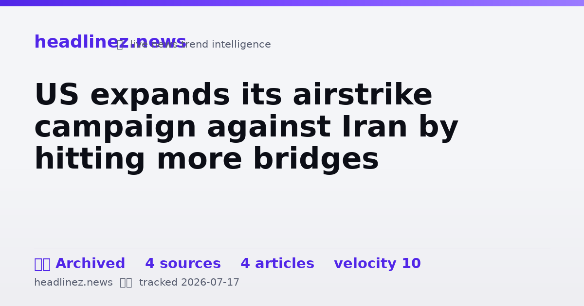 Visual summary for US expands its airstrike campaign against Iran by hitting more bridges