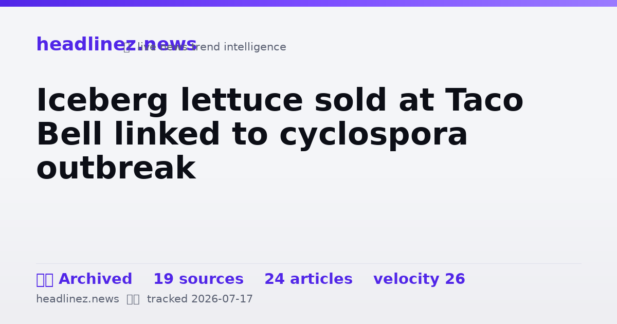 Visual summary for Iceberg lettuce sold at Taco Bell linked to cyclospora outbreak