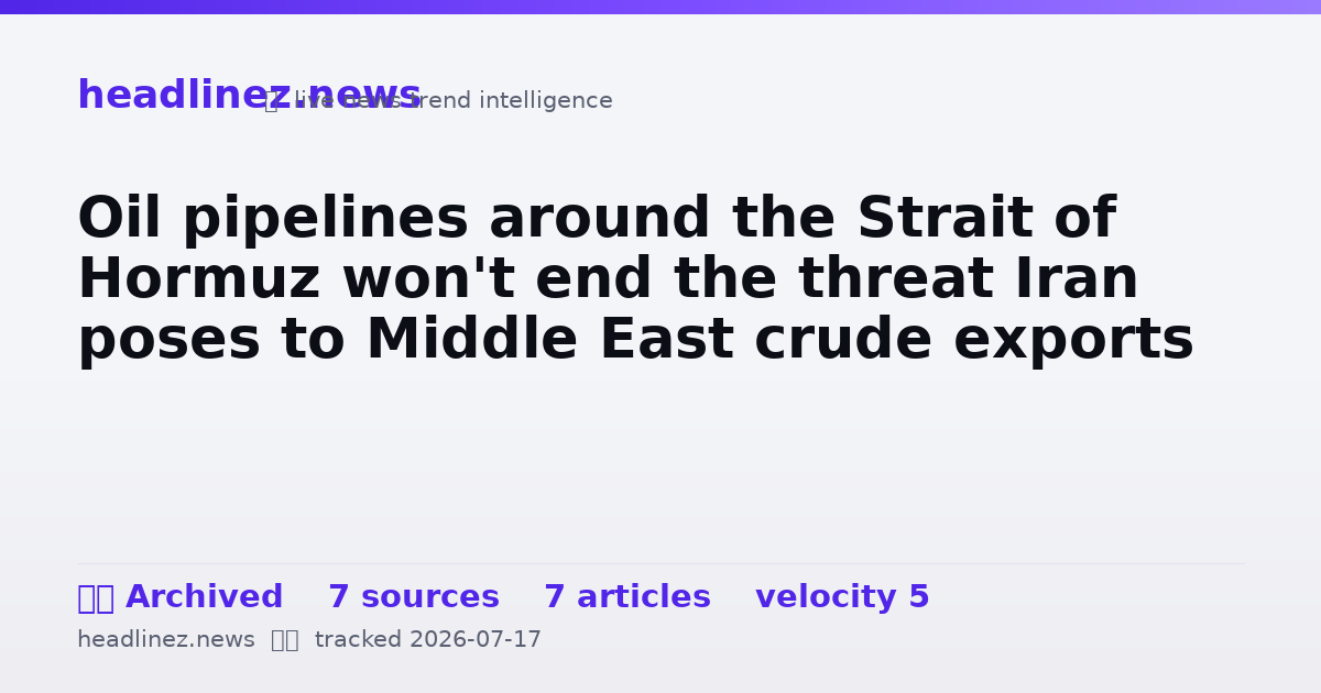Visual summary for Oil pipelines around the Strait of Hormuz won't end the threat Iran poses to Middle East crude exports