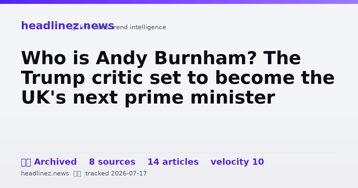 Visual summary for Who is Andy Burnham? The Trump critic set to become the UK's next prime minister