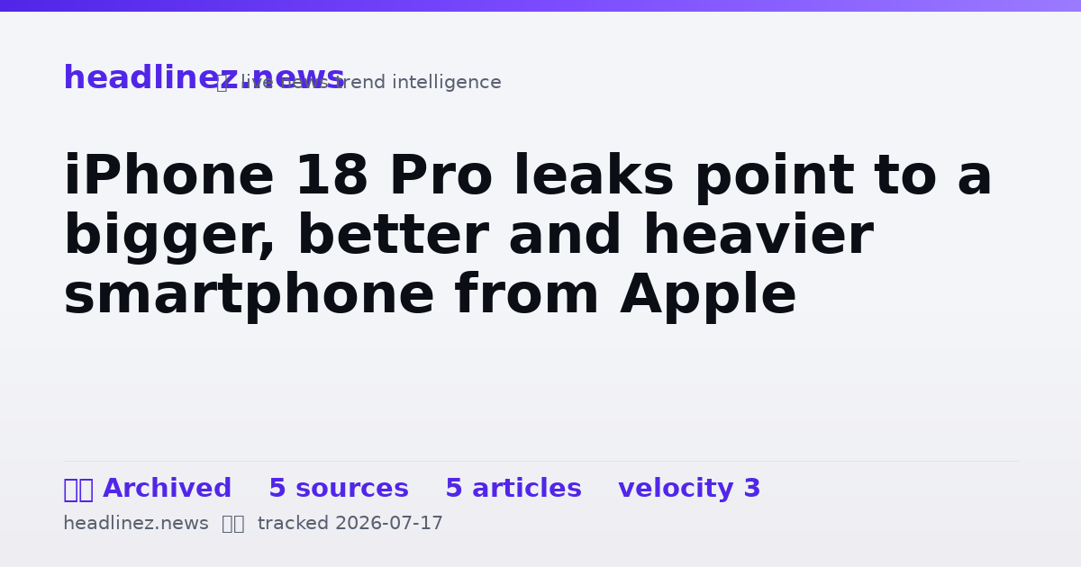 Visual summary for iPhone 18 Pro leaks point to a bigger, better and heavier smartphone from Apple