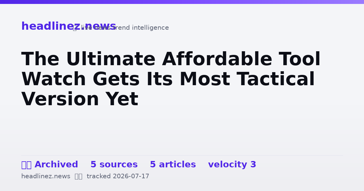 Visual summary for The Ultimate Affordable Tool Watch Gets Its Most Tactical Version Yet
