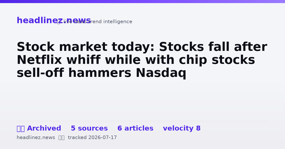 Visual summary for Stock market today: Stocks fall after Netflix whiff while with chip stocks sell-off hammers Nasdaq
