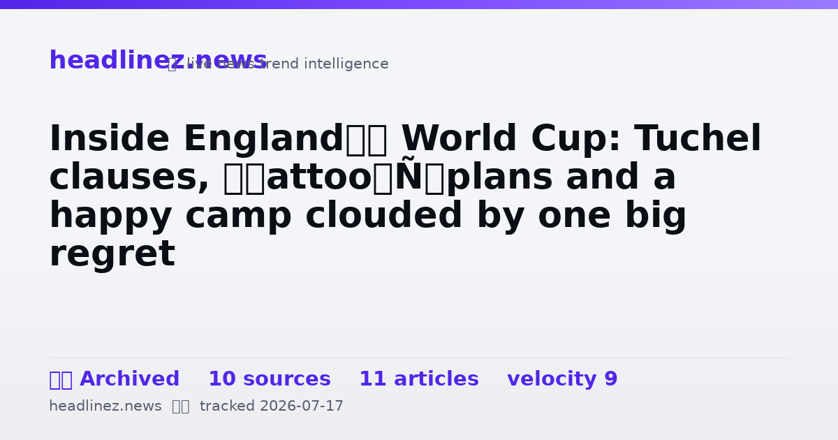 Visual summary for Inside England’s World Cup: Tuchel clauses, ‘tattoo’ plans and a happy camp clouded by one big regret