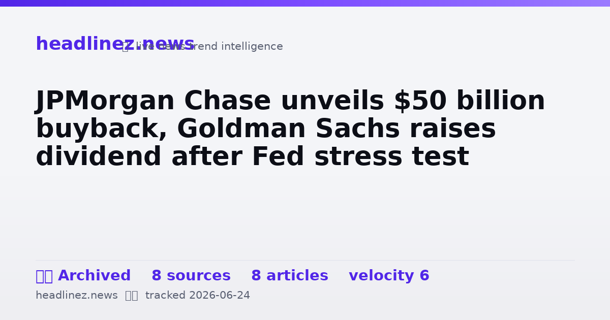 Visual summary for JPMorgan Chase unveils $50 billion buyback, Goldman Sachs raises dividend after Fed stress test