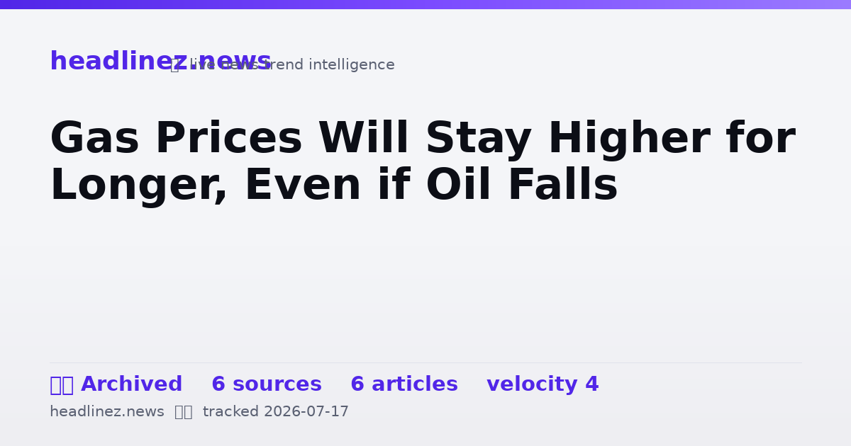 Visual summary for Gas Prices Will Stay Higher for Longer, Even if Oil Falls