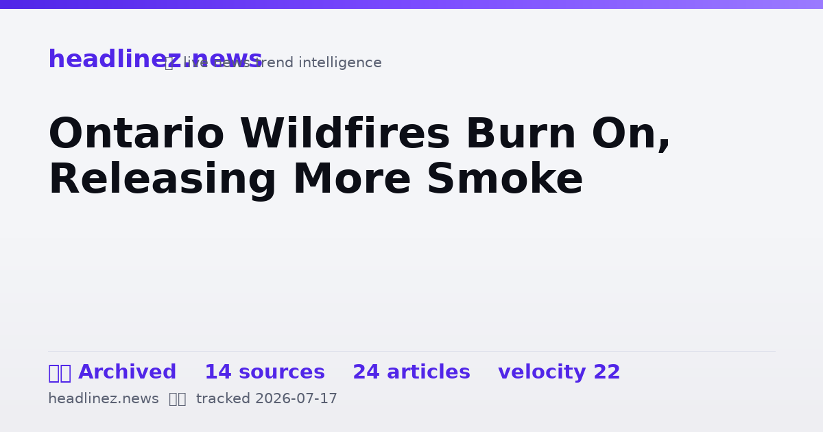 Visual summary for Ontario Wildfires Burn On, Releasing More Smoke