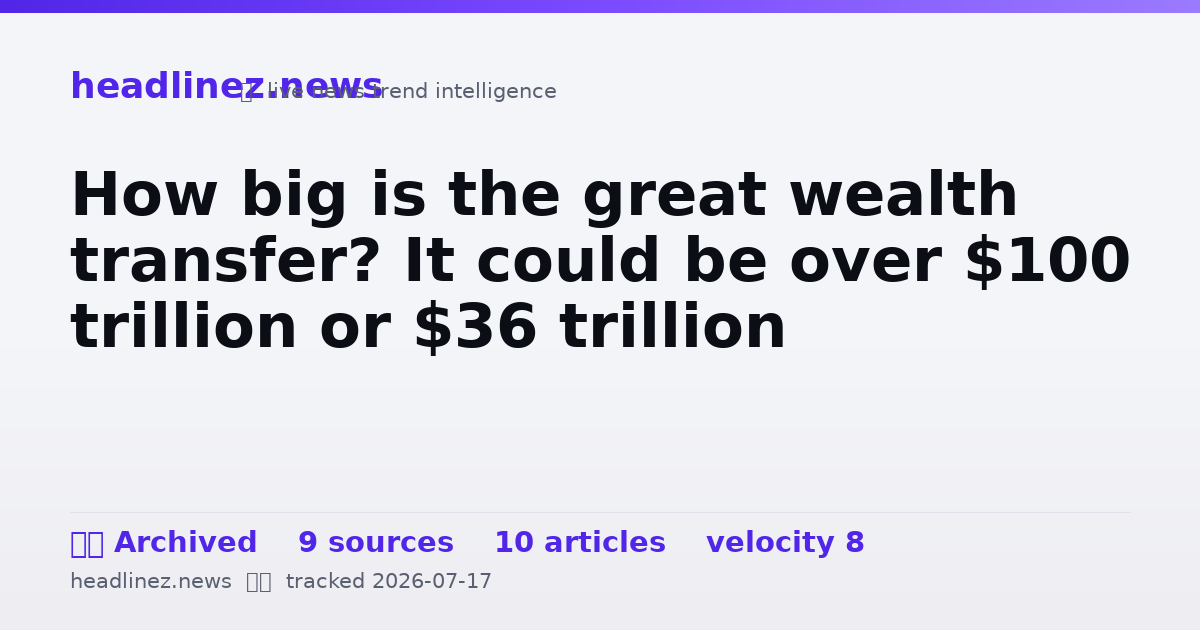 Visual summary for How big is the great wealth transfer? It could be over $100 trillion or $36 trillion