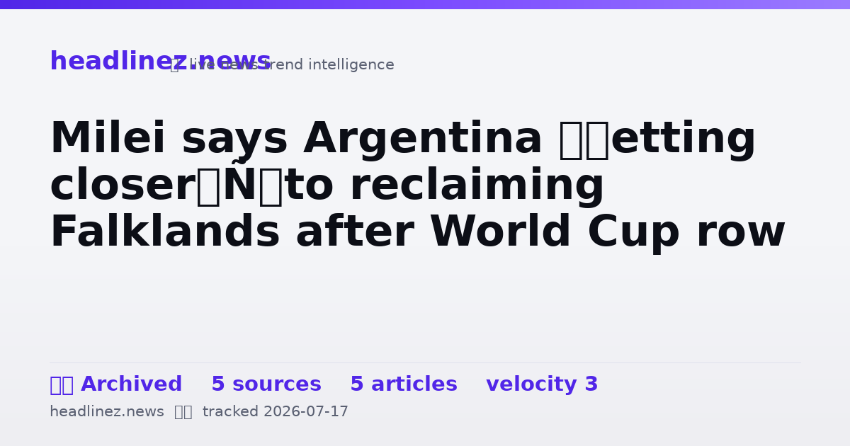 Visual summary for Milei says Argentina ‘getting closer’ to reclaiming Falklands after World Cup row