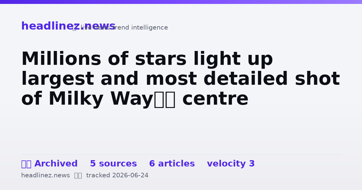 Visual summary for Millions of stars light up largest and most detailed shot of Milky Way’s centre