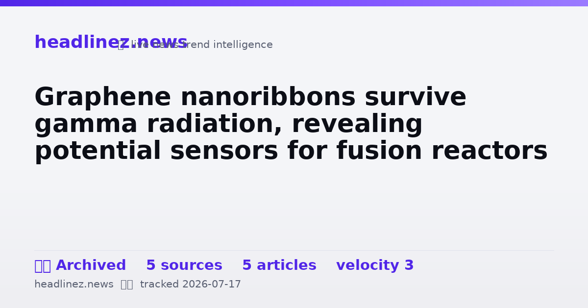 Visual summary for Graphene nanoribbons survive gamma radiation, revealing potential sensors for fusion reactors