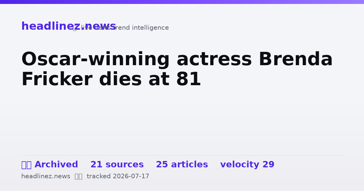 Visual summary for Oscar-winning actress Brenda Fricker dies at 81